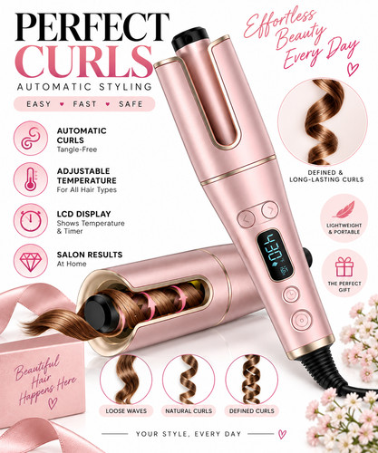 Automatic hair curler - curler, lcd